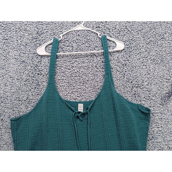 Old Navy Knit Tank Top Size XXL Crochet Boho Tie Front Hippie Cottage Green - Picture 3 of 10